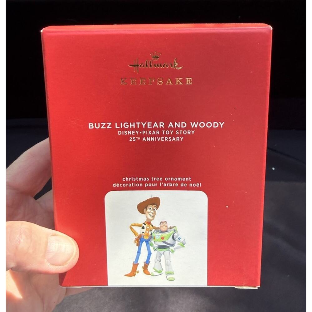 NEW Disney Hallmark BUZZ LIGHTYEAR & WOODY Ornament TOY STORY 25th Ann -LO11